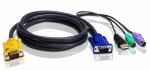 Шнур, мон., клав.+мышь USB, SPHD=>HD DB15+USB A-Тип+2x6MINI-DIN, Male-4xMale,  8+8 проводов, опрессованный,   3 метр., черный, (с поддерKой KVM PS/2) ATEN 2L-5303UP