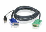 Кабель KVM USB "гидра" 1.8м SHD15M/USB A(M)--SPHD15M(G) ATEN 2L-5202U