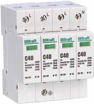 Ограничитель перенапряжения четырехполюсный ОП-101 4п 40кА С 420В