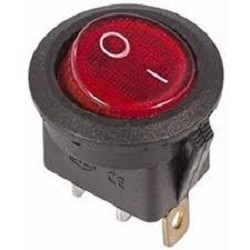 Rexant 36-2570 Выключатель клавишный круглый 250V 6А (3с) ON-OFF красный  с подсветкой