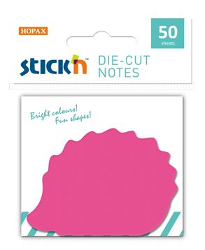 Блок самоклеящийся бумажный Stick`n 21776 50лист. малиновый 1цв.в упак. "еж"