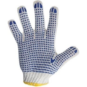 Перчатки х/б с нанесением ПВХ («Точка»), 4 нити, 63-65 г, 7,5 класс вязки