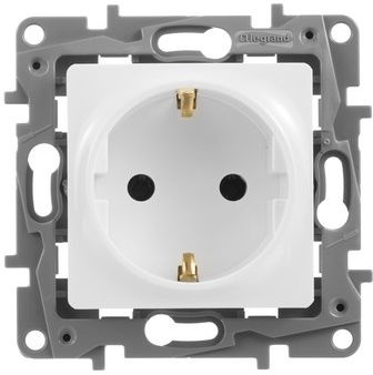 Розетка силов. Legrand Etika 672221 скрыт. зазем. IP21 белый