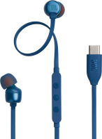 Гарнитура внутриканальные JBL Tune 310C синий проводные в ушной раковине (JBLT310CBLU)