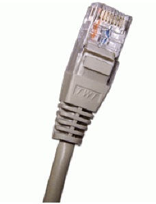 Патч-корд 2-х парный TWT UTP кат.5e, с заливными колпачками, 1.0 м, серый (TWT2-45-45-1.0-GY)