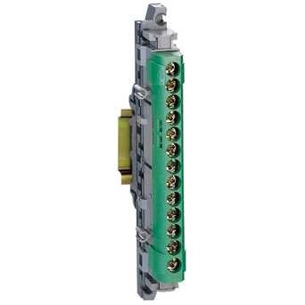 Legrand 004834 Клеммная колодка IP 2X - земля - зеленая - 1 x 6-25 мм- 12 x 1,5-16 мм- длина 113 мм