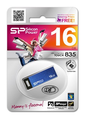 Флеш накопитель 16Gb Silicon Power Touch 835, USB 2.0, Синий