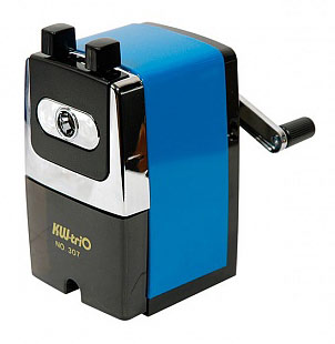 Точилка для карандашей механическая Kw-Trio 307Ablue 307A-BLU 1 отверстие металл синий