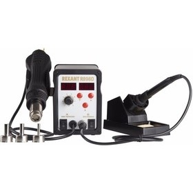 REXANT (12-0721) Паяльная станция (паяльник + термофен) с цифровым дисплеем 150-500°С (R898D)