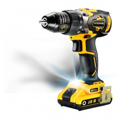 Hanskonner HCD1865BL Дрель акк [HCD1865BL] { б/щ, 18В, Li-Ion, 2скор, 2 акк. 2,4 Ач, 65Нм, 13мм,БЫСТР.ЗАРЯД }