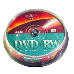 Диск DVD+RW VS 4.7 Gb, 4x, Cake Box (10), (10/200)