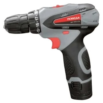 ПОБЕДА ДА-12П/2 Ли Дрель-шуруповерт аккумуляторная [180201637] { две батареи, 2 скорости, Li-Ion, 12V, 2,0Ah, 25Нм  кейс }