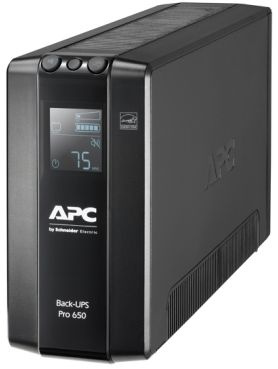 Источник бесперебойного питания Back-UPS Pro BR 650VA, 390 Вт, ЖК-интерфейс, автоматическое регулирование напряжения, защита от перенапряжения линий Ethernet и DSL / Fax / Modem, USB или последовательное соединение, 6 батарей резервного питания IEC320 C13