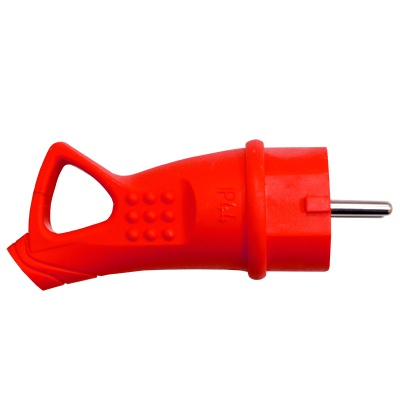Вилка с ушком c/з каучук 16А 250В IP44 цвет красный (еврослот)