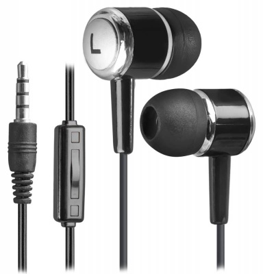 Гарнитура вкладыши Defender Pulse 427 1.2м черный/серебристый проводные в ушной раковине (63427)