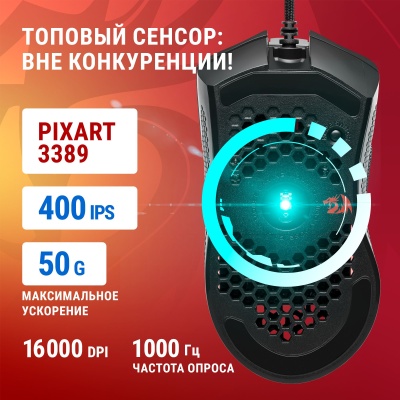 Мышь Redragon Storm Elite черный оптическая (16000dpi) USB для ноутбука (7but)