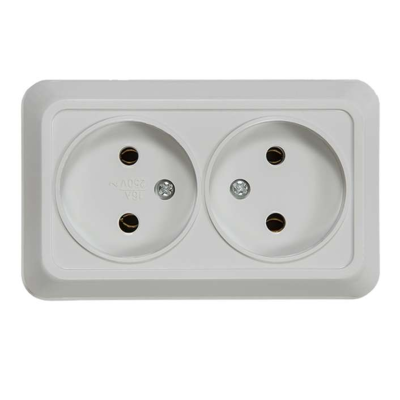 Розетка 2-м ОП Bolleto 7102 16А IP20 бел. ASD / IN HOME 4680005959822