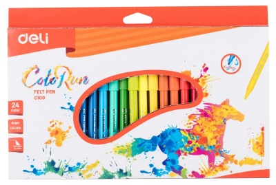 Фломастеры Deli EC10020 ColoRun Вентилируемый 24цв. коробка с европодвесом