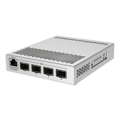 Коммутатор MikroTik Cloud Router Switch 305-1G-4S+IN with 800MHz CPU, 512MB RAM, 1xGigabit LAN, 4 x SFP+ cages, RouterOS L5 or SwitchOS (dual boot), metallic desktop case, PSU (CRS305-1G-4S+IN)