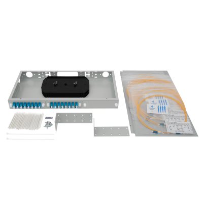 Кросс оптический 19" (ШКОС) укомплектованный на 32 LC порта (комплект с розетками и пигтейлами)