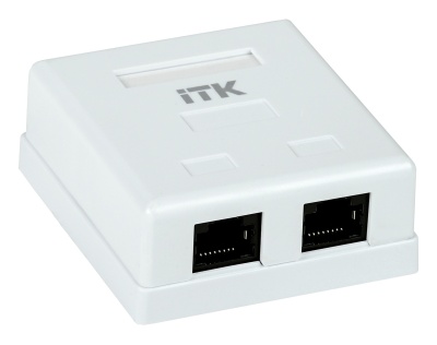 Настенная информационная розетка RJ45 8P8C, кат.5Е UTP, 2-порта, белая ITK CS2-1C5EU-22