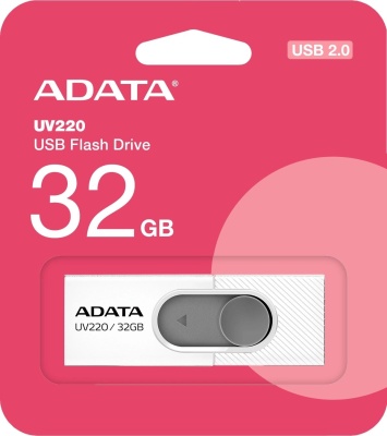 Флеш накопитель 32GB A-DATA UV220, USB 2.0, белый/серый