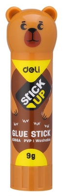 Клей-карандаш Deli E6366A 9гр корп.ассорти ПВП дисплей картонный детский Stick UP