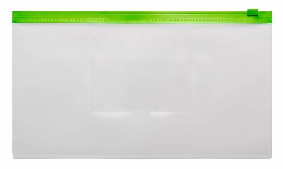 Папка на молнии ZIP Бюрократ -BPM6AGRN полипропилен 0.15мм карм.для визит. цвет молнии зеленый