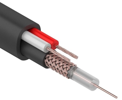 REXANT (01-4015) Кабель для видеонаблюдения KBK-П-1,5 + 2x0,75мм2, 200м., черный OUTDOOR