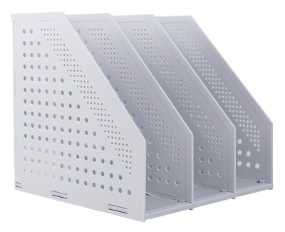 Лоток вертикальный Deli 78995LT-GREY 3отд. складной для бумаг 250х256х243мм серый пластик