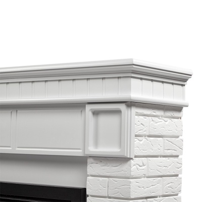 Каминокомплект: Очаг Electrolux EFP/P-3020LS N, портал Bricks 30 камень белый, белая эмаль