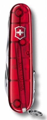 Нож перочинный Victorinox Huntsman (1.3713.T) 91мм 15функций красный полупрозрачный карт.коробка