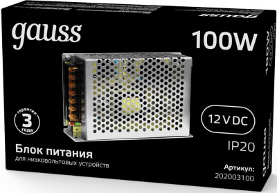 Блок питания Gauss 202003100 встраив. для лен.светод. черный