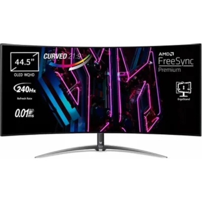 Монитор 44.5" Acer Predator X45bmiiphuzx OLED 3440x1440, 240 Гц, 0.3 мс, 21:9, 1000 кд/м2, 1xDP, 2xHDMI, 1xUSB Type-C, изогнутый, черный