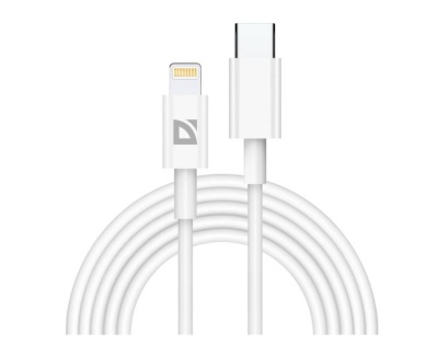 Defender USB кабель F182 TypeC-Lightning 2м, 20Вт, PD, TPE,белый, пакет (87539)