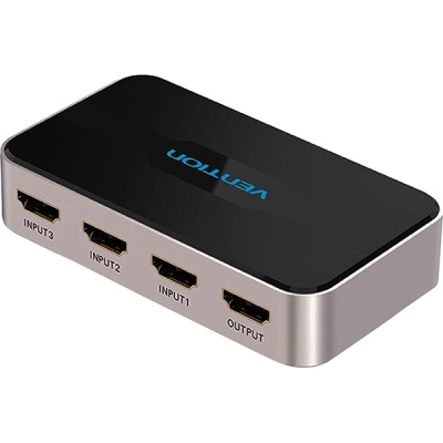 Переключатель (switch) 3x1 Vention HDMI v1.4 Переключатель Vention HDMI v1.4 19F x 3/HDMI 19F/ DC Jack 3.5mm (m) F (AFFH0)
