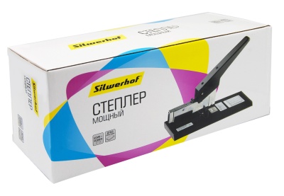 Степлер мощный Silwerhof 401080-01 23/6 23/8 23/10 23/13 23/15 23/17 23/20 23/23 (210листов) черный 100скоб закрытый/открытый коробка