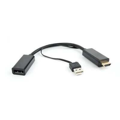 Переходник Cablexpert Конвертер HDMI->DisplayPort, Cablexpert DSC-HDMI-DP HD19M+USBxHD20F, черный (099103)