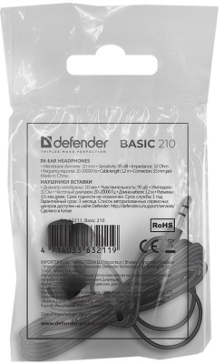 Нaушники BASIC 210 BLACK 63211 DEFENDER