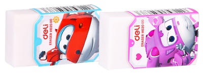 Ластик Deli EH02000 Super Wings 45x25x12мм белый картонный дисплей