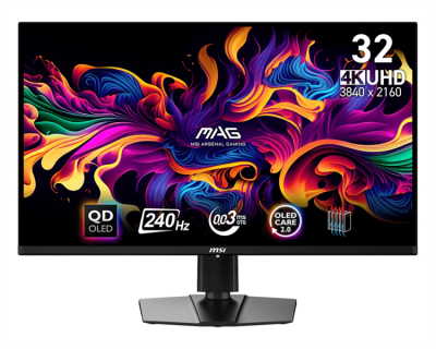 Монитор MSI MAG 321UPX QD-OLED 31,5" 16:9 UHD(3840x2160) QD-OLED Flat,True Black 400, 0.03ms(GTG), 1,5M:1, HDR Brightness 1000nits, 2xHDMI, DP, Type-C, Tilt,Swivel,Height,Pivot,VESA,240Hz,Black,1y w-ty