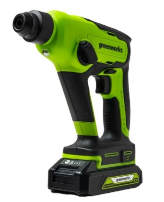 Greenworks GD24SDS1K2 Перфоратор аккумуляторный бесщеточный, 1,2 ДЖ, 24V, c АКБ 2Ач и ЗУ, в сумке [3803107UA]