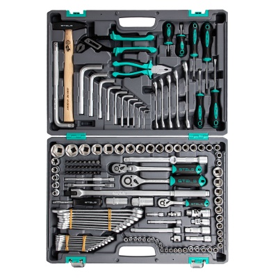 Набор инструментов, 1/2,3/8, 1/4, CrV, пластиковый кейс 142 предмета