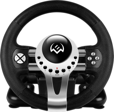 Руль Sven Sportline GC-W700 12кноп. (с педалями) черный/серебристый
