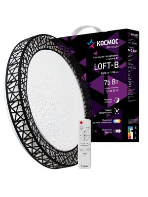 Светильник светодиодный ДБО-75 Вт настенно-потолочный управляемый Loft-B 230В 3000-6500K 6000Лм 490x100мм