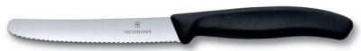 Нож кухонный Victorinox Swiss Classic (6.7833) стальной столовый лезв.110мм серрейт. заточка черный без упаковки