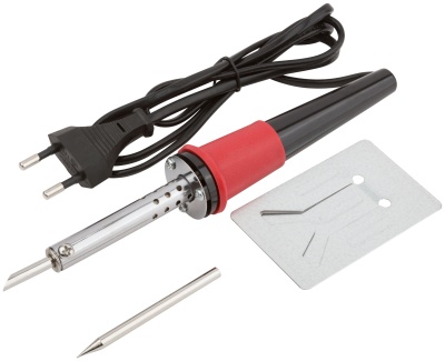 Паяльник 220 В, пластиковая ручка, доп-но подставка для паяльника и два сменных жала, D=4.8 мм, 40 Вт