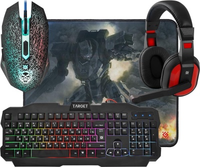 Наушники с микрофоном Defender Target MKP-350 черный/красный 1.8м накладные оголовье (52350)