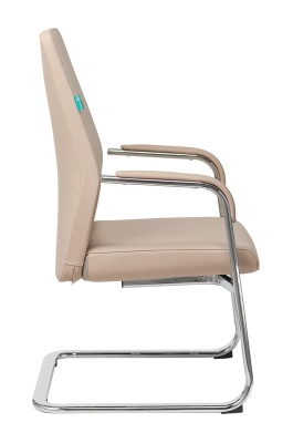 Кресло Бюрократ _JONS-LOW-V бежевый кожа низк.спин. полозья металл хром