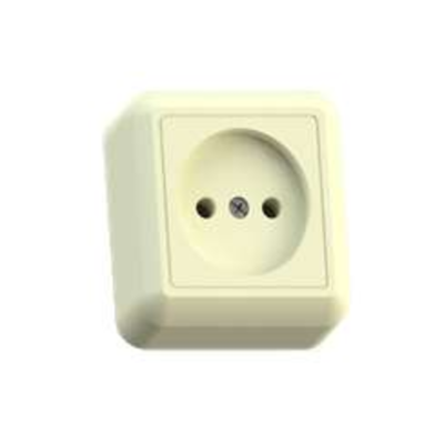 Розетка 1-м ОП Оптима РА10-375 10А IP20 без заземл. с монтаж. пластиной сл. кость Кунцево 8035